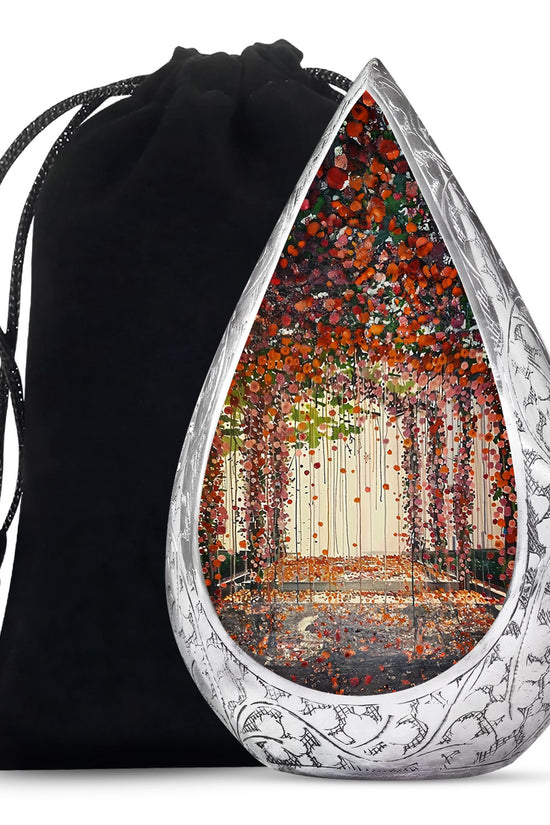 Artistic Flower Burial Urn - Aluminium Cremation Urn For Loved Ones