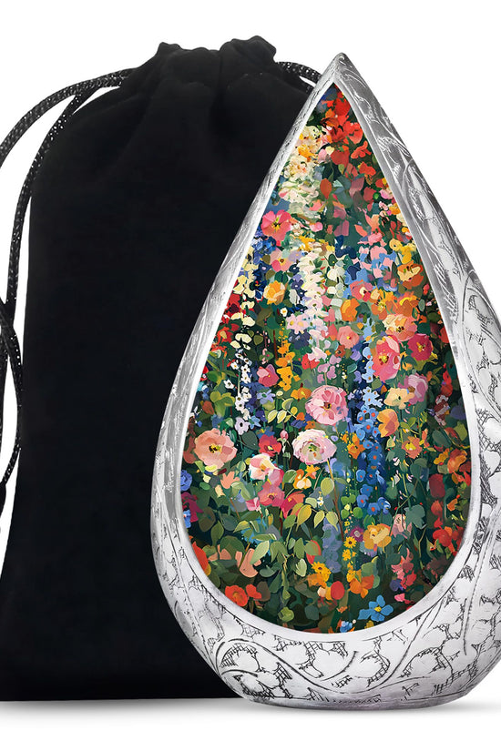 Elegant Artistic Flower Memorial Urn - Flower Theme Cremation Urn For Ashes