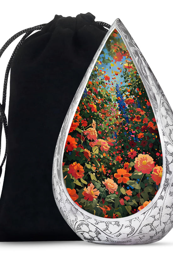 Colorful Flower Field Funeral Urn - Nature Inspired Cremation Urn