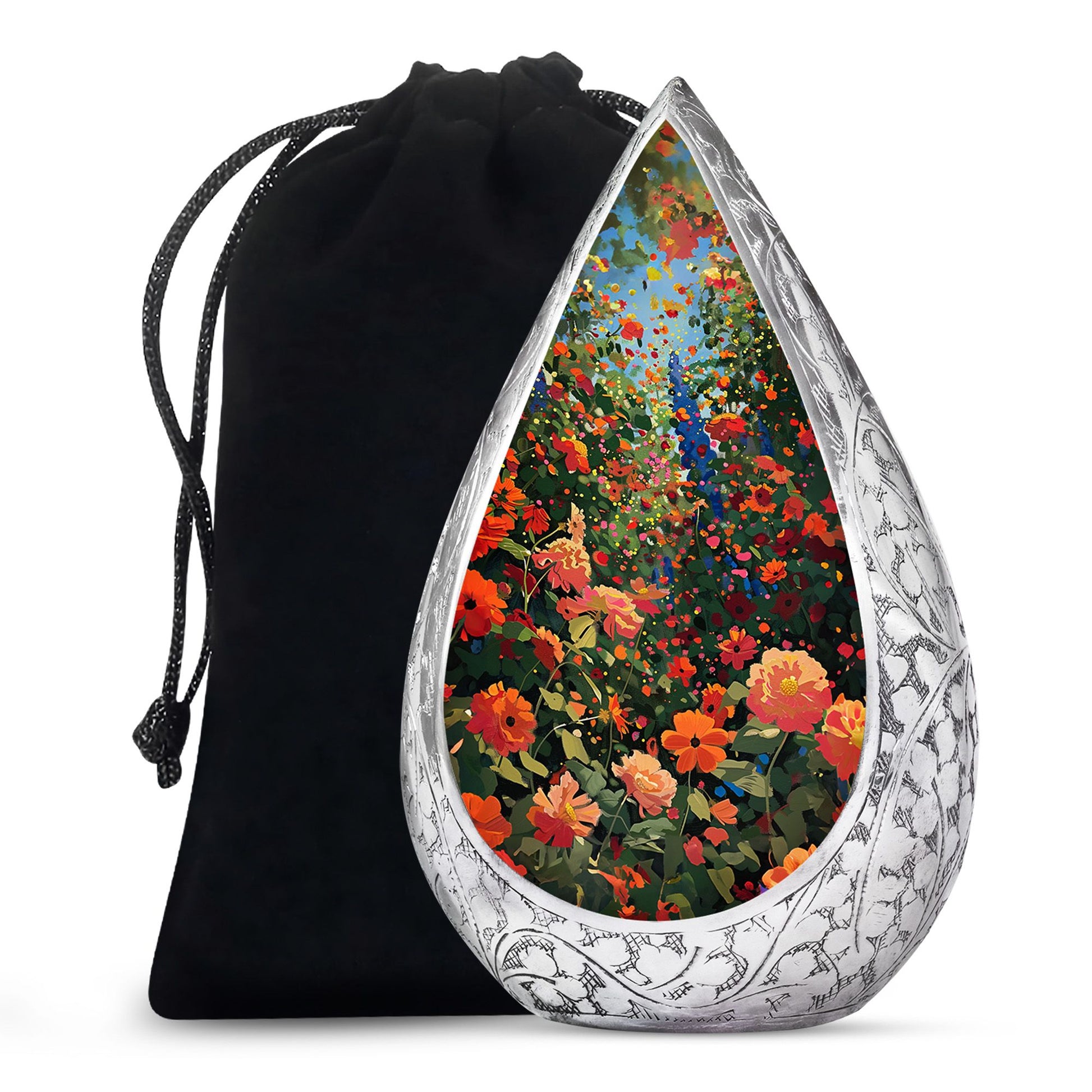 Colorful Flower Field Funeral Urn - Nature Inspired Cremation Urn