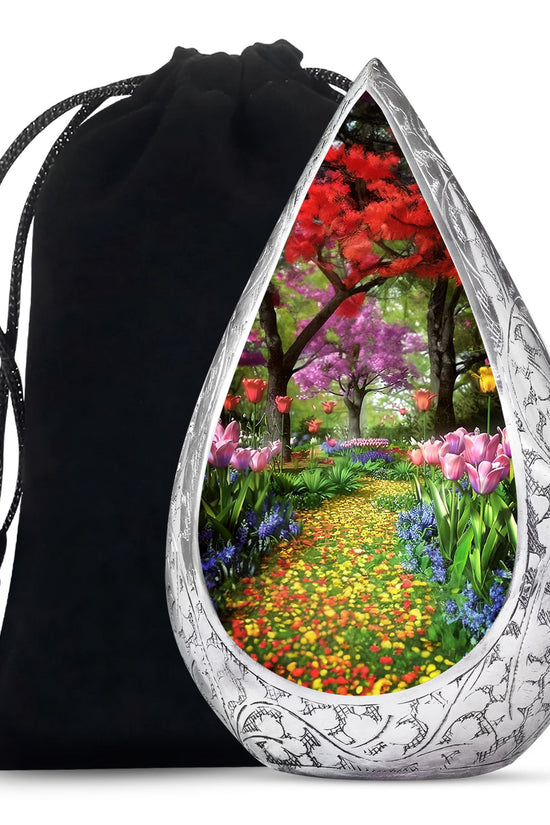 Peaceful Flower Path Cremation Urn - Elegant Floral Burial Urn For Adults