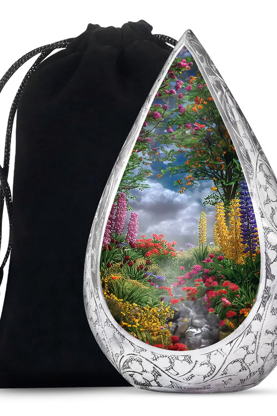 Colourful Floral Memorial Urn - Beautiful Garden Cremation Urn For Burial