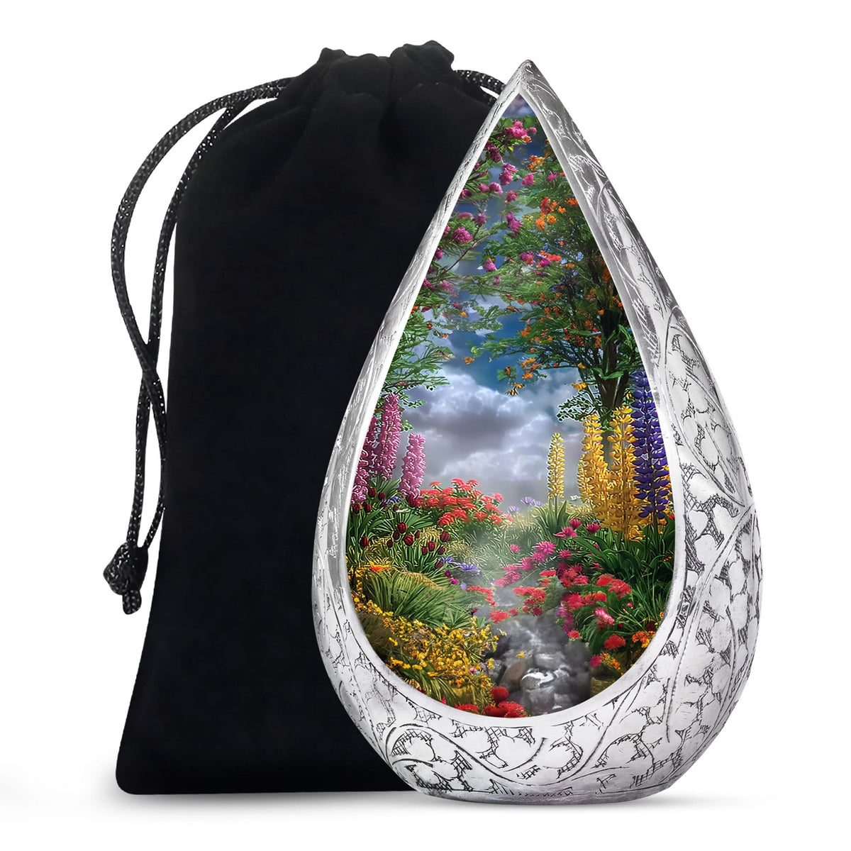 Colourful Floral Memorial Urn - Beautiful Garden Cremation Urn For Burial