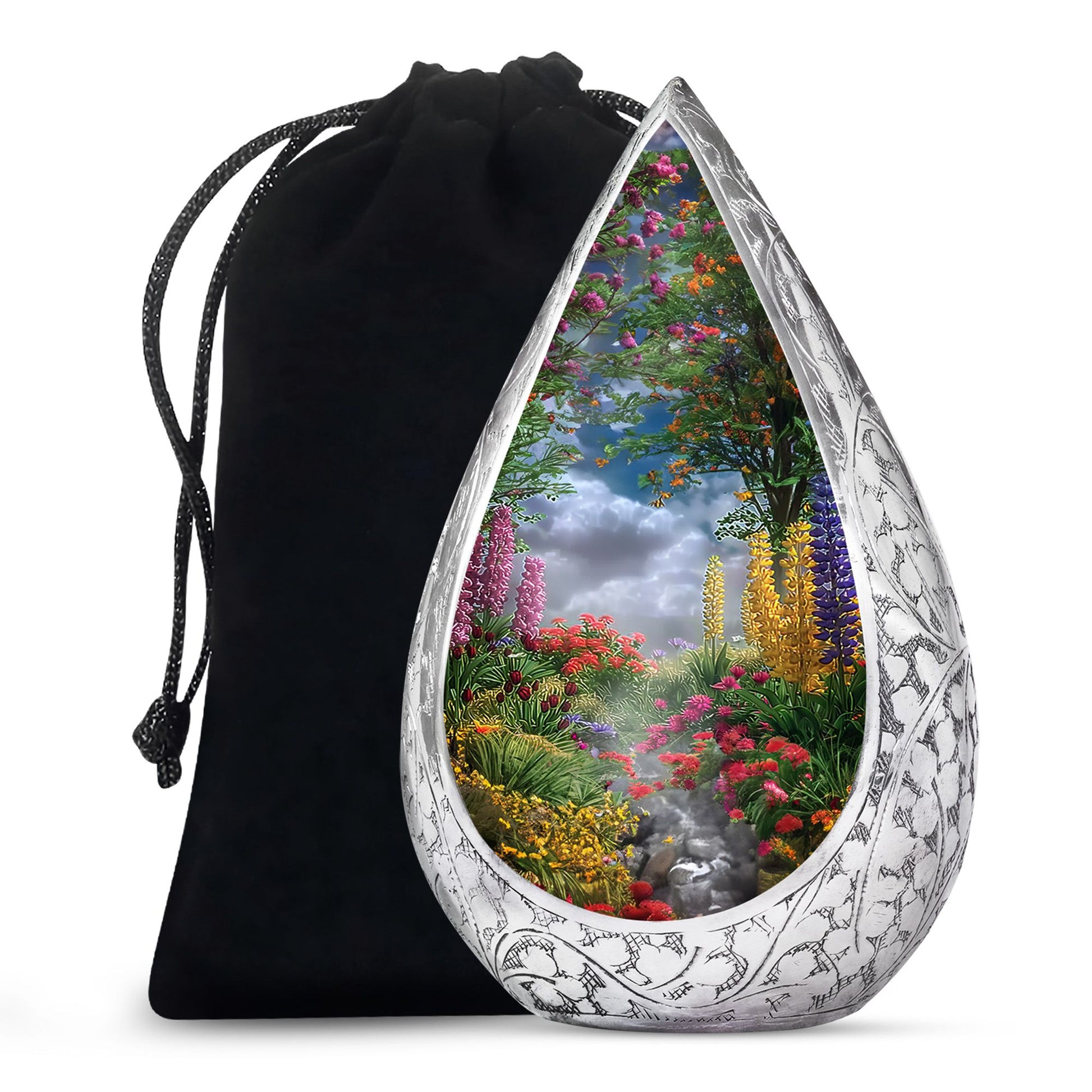 Colourful Floral Memorial Urn - Beautiful Garden Cremation Urn For Burial