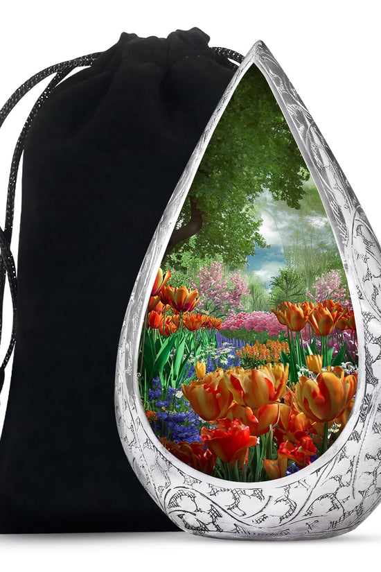 Flower Theme Memorial Urn - Beautiful Funeral Urn For Adult Ashes