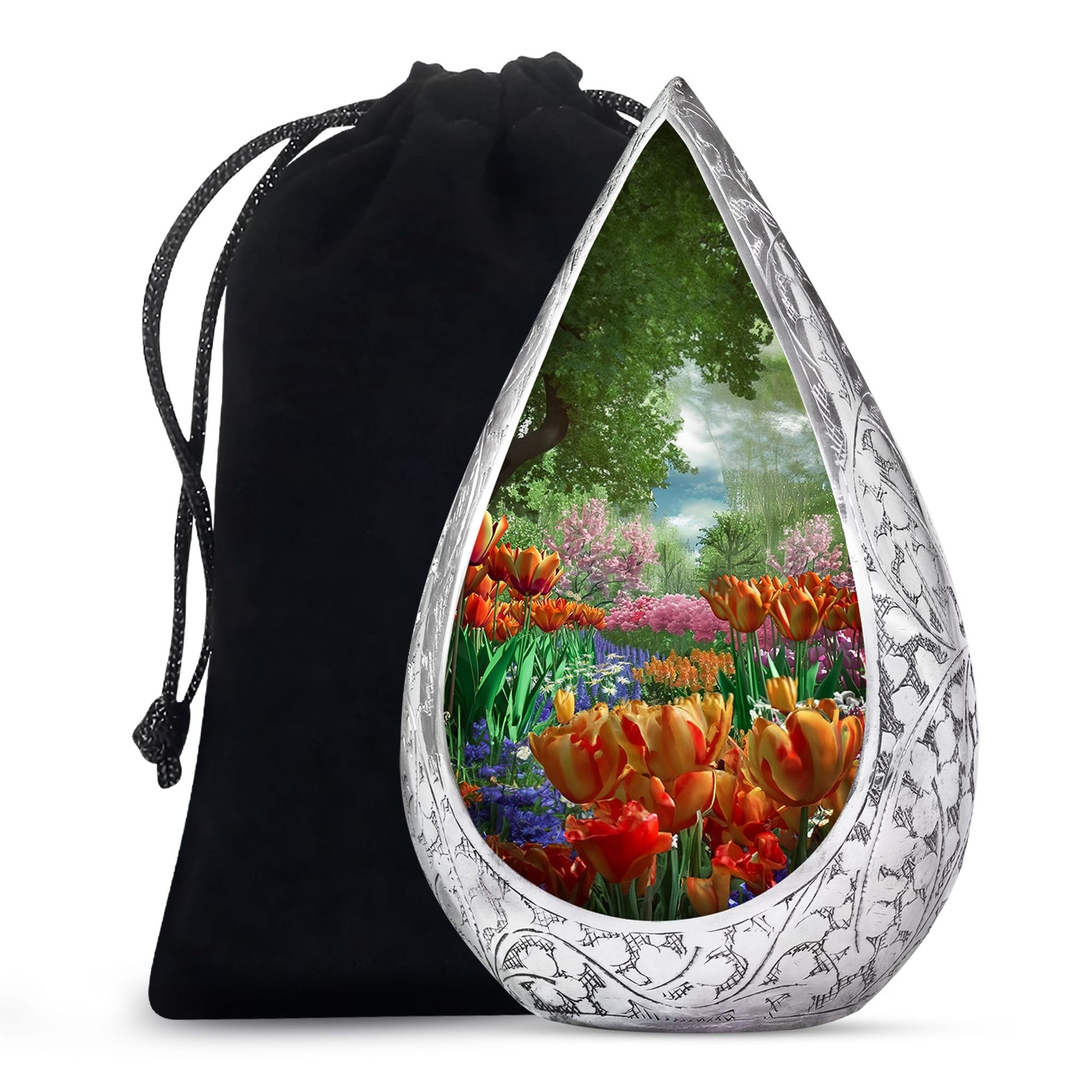 Flower Theme Memorial Urn - Beautiful Funeral Urn For Adult Ashes