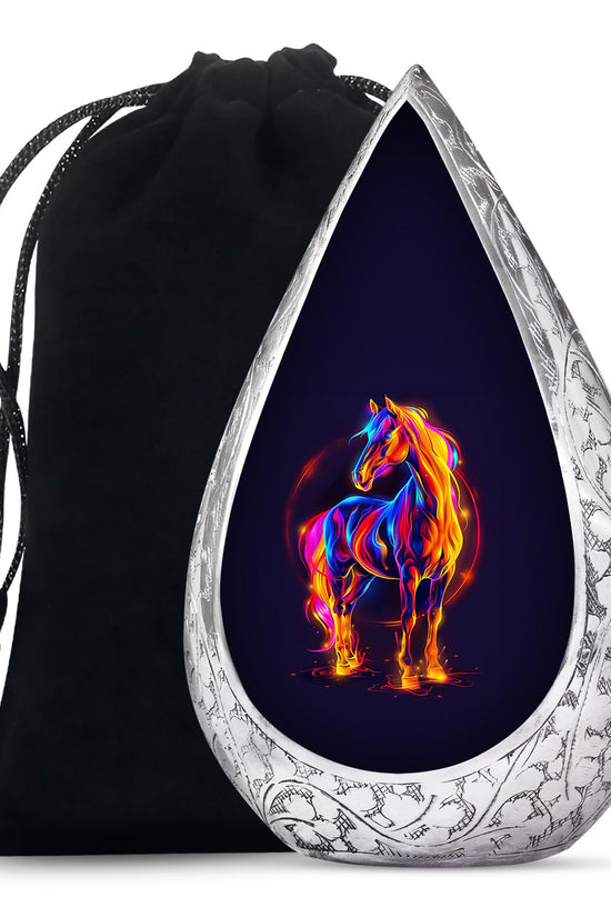 Horse Theme Cremation Urn - Colourful Memorial Urn For Human Ashes