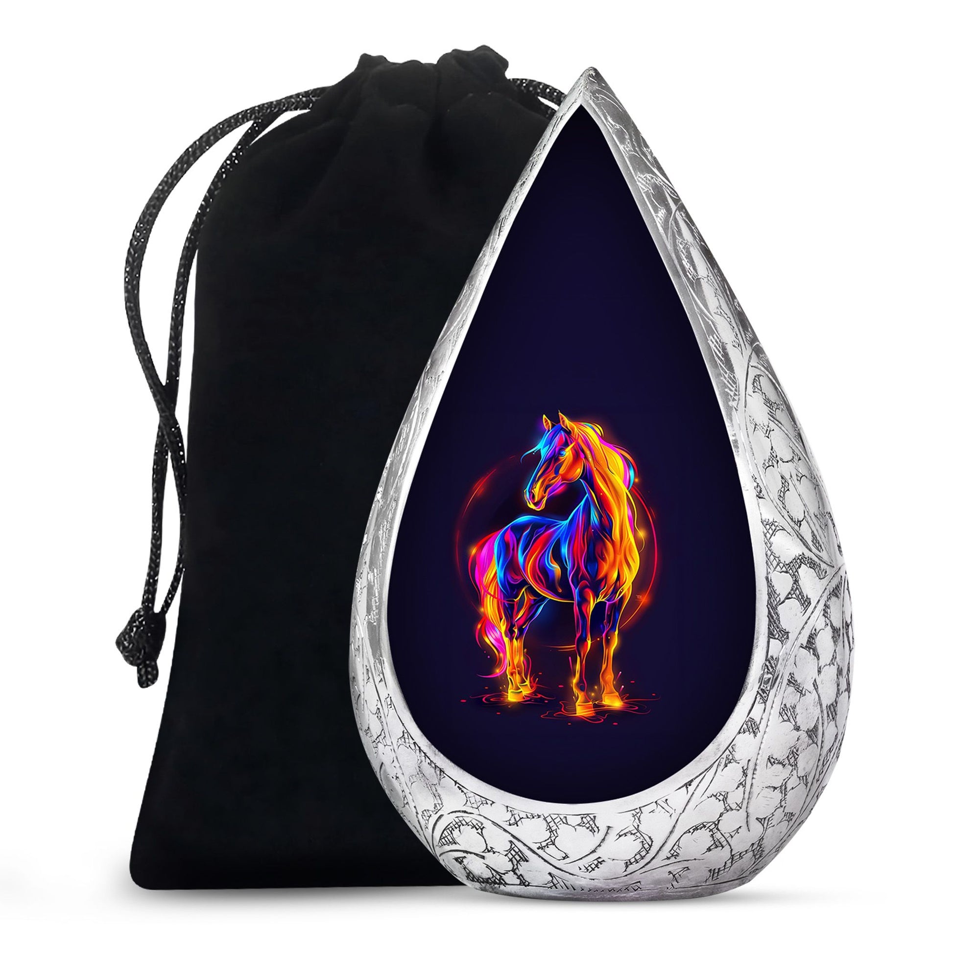 Horse Theme Cremation Urn - Colourful Memorial Urn For Human Ashes