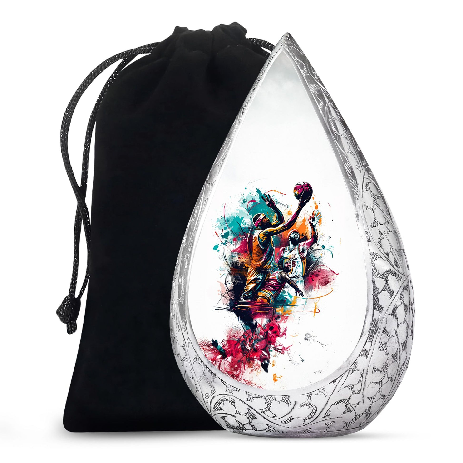 Basketball Colourful Theme Memorial Urn - Artistic Funeral Urn For Adult Ashes