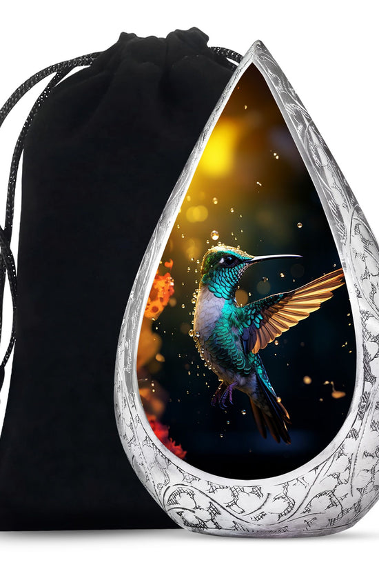 Blue Hummingbird Memorial Urn - Decorative Funeral Urn For Loved Ones