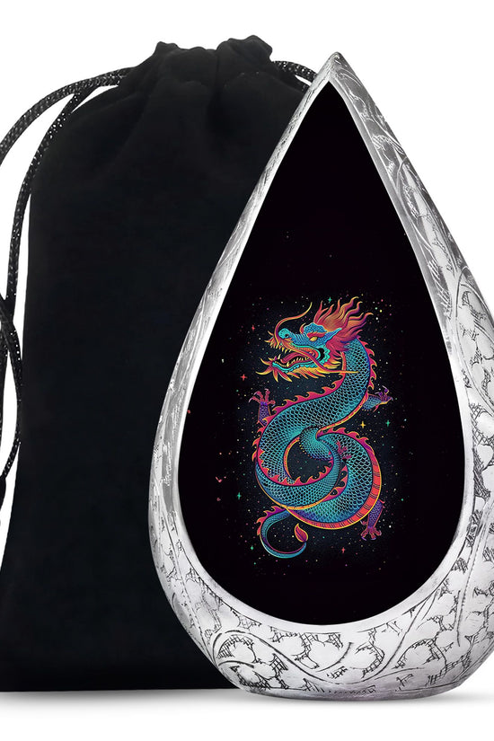 Celestial Blue Dragon Cremation Urn - Aluminium Memorial Urn For Human Ashes
