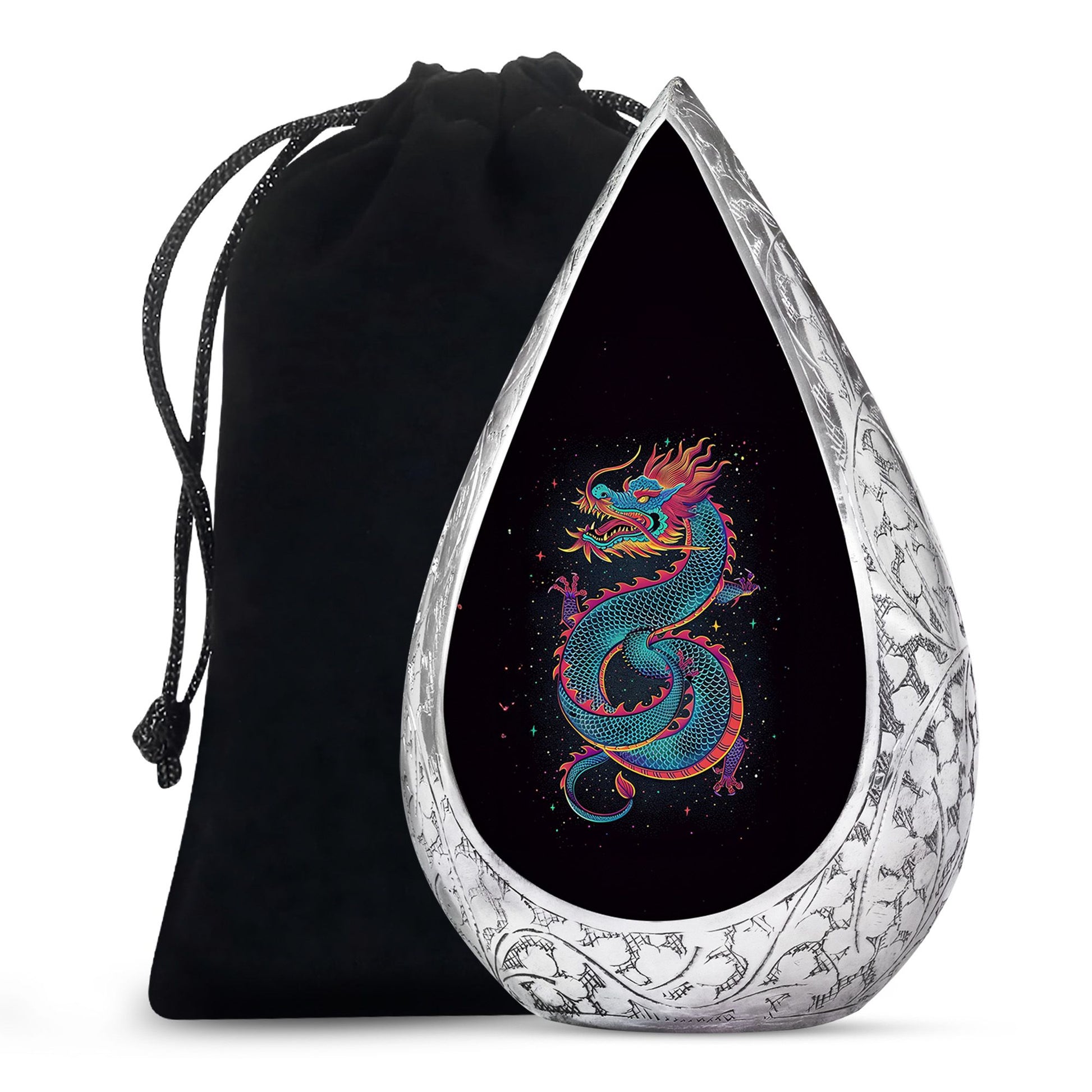 Celestial Blue Dragon Cremation Urn - Aluminium Memorial Urn For Human Ashes