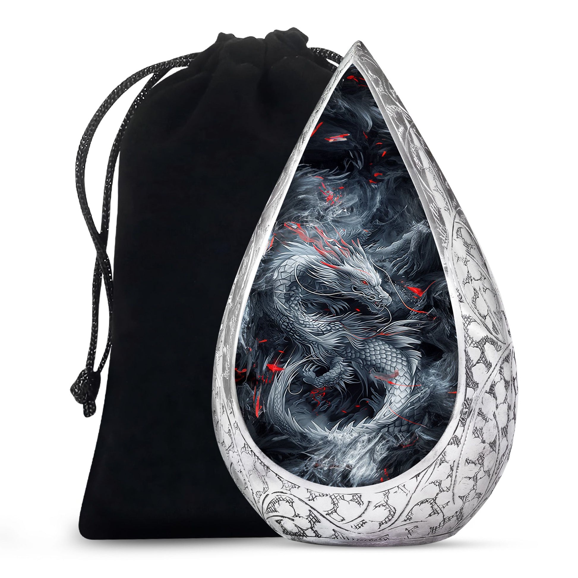 Midnight Fantasy Dragon Cremation Urn For Ashes – Black Memorial Urn