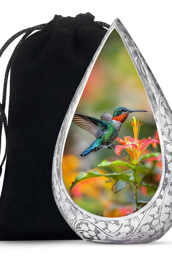 Colourful Hummingbird Memorial Urn - Beautiful Cremation Urn For Adult Ashes