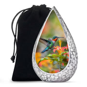 Colourful Hummingbird Memorial Urn - Beautiful Cremation Urn For Adult Ashes