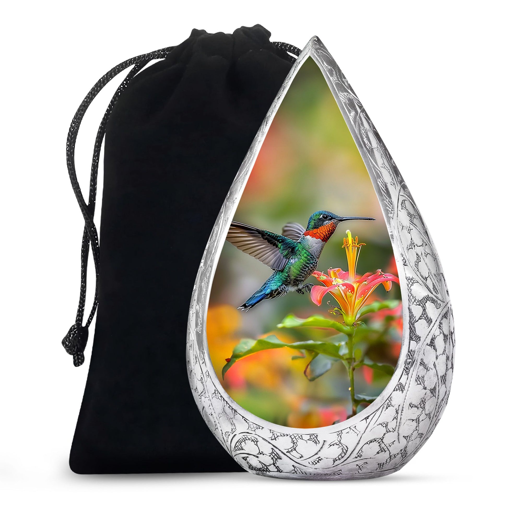 Colourful Hummingbird Memorial Urn - Beautiful Cremation Urn For Adult Ashes