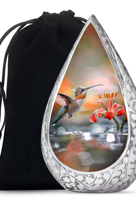 Floral Hummingbird Memorial Urn - Elegent Funeral Urn For Loved Ones