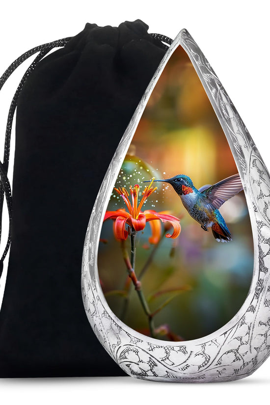 Decorative Floral Hummingbird Cremation Urn - Beautiful Ashes Urn For Human Ashes