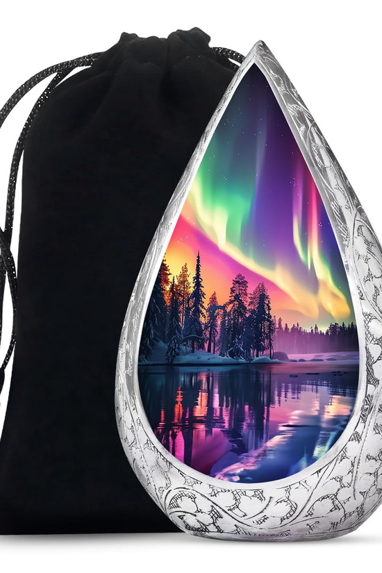 Beautiful Northan Lights Cremation Urn - Forest Lake Memorial Urn For Human Ashes