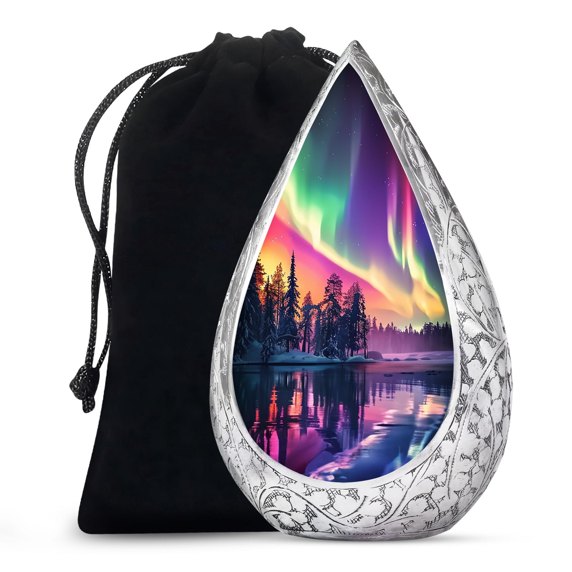 Beautiful Northan Lights Cremation Urn - Forest Lake Memorial Urn For Human Ashes