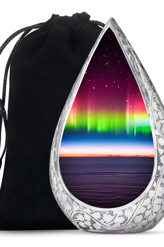Aurora Borealis Night Memorial Urn - Beautiful Cremation Urn For Adults