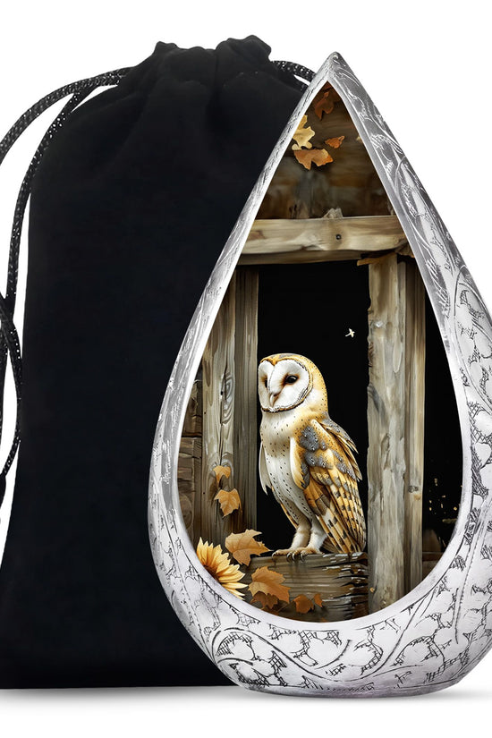 Barn Owl Cremation Urn - Rustic Memorial Urn For Human Ashes