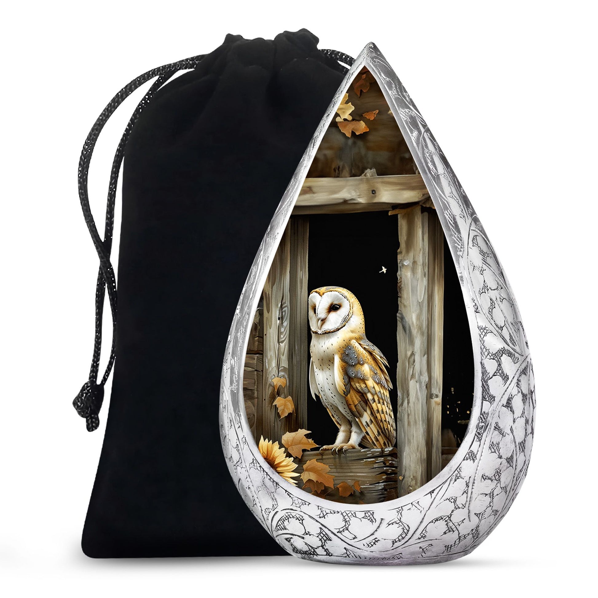 Barn Owl Cremation Urn - Rustic Memorial Urn For Human Ashes