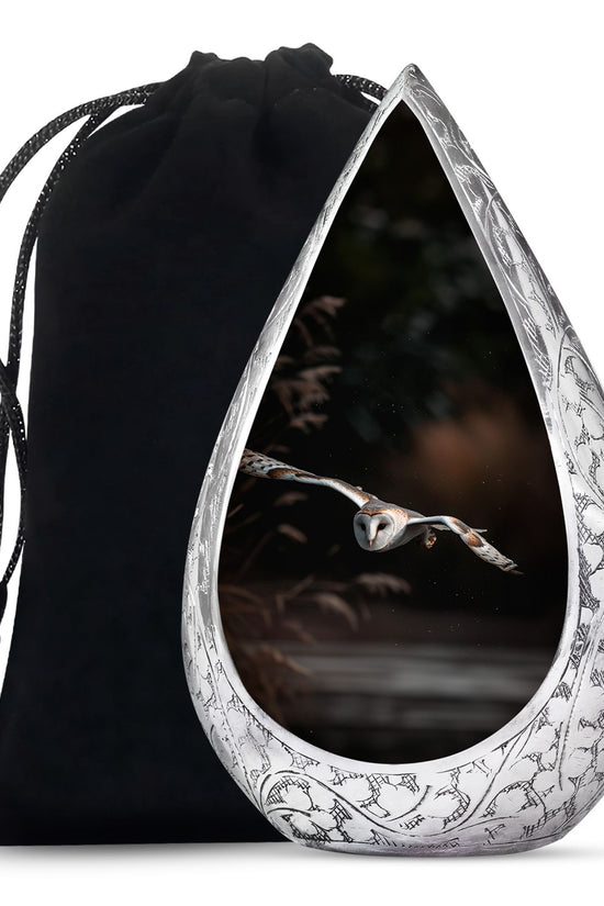 Flying Barn Owl Cremation Urn - Elegant Funeral Urn For Human Ashes