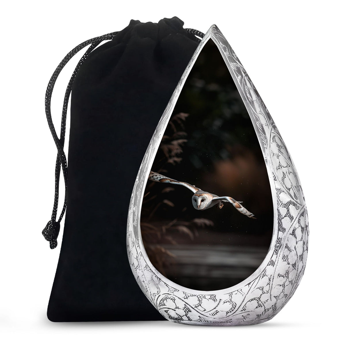 Flying Barn Owl Cremation Urn - Elegant Funeral Urn For Human Ashes