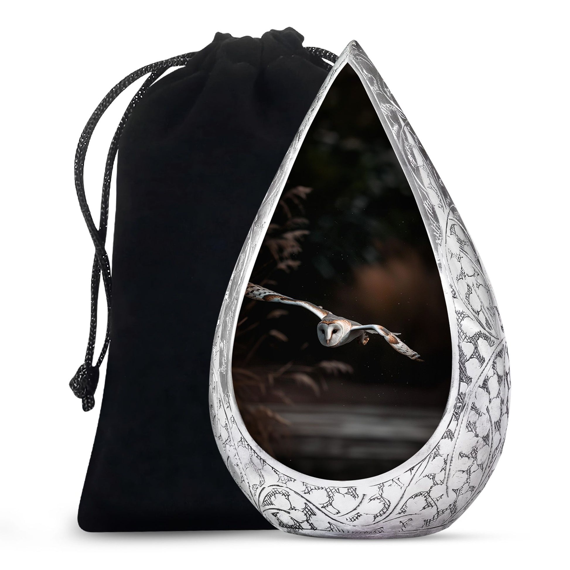 Flying Barn Owl Cremation Urn - Elegant Funeral Urn For Human Ashes