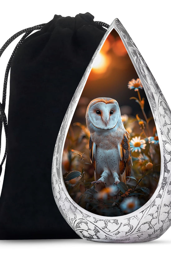 Sunset Barn Owl Cremation Urn – Nature Memorial Urn For Human Ashes