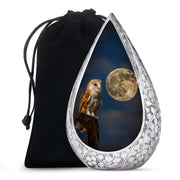 Moonlight Barn Owl Cremation Urn - Night Sky Memorial Urn For Burial