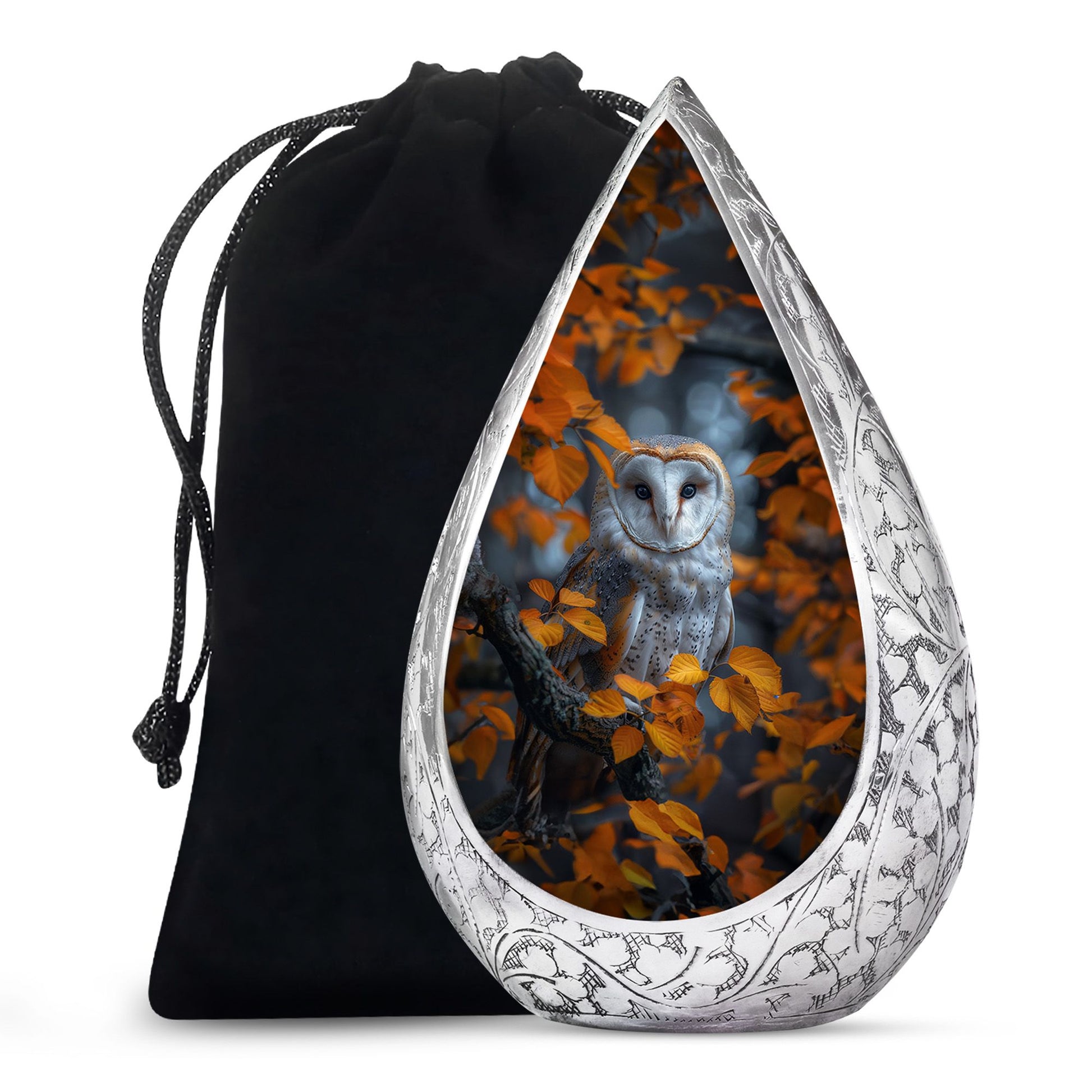 Autumn Owl Cremation Urn - Elegant Funeral Urn For Human Ashes