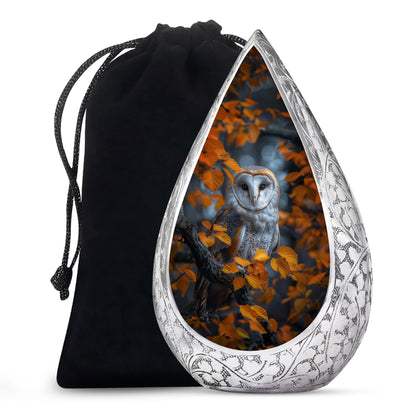 Autumn Owl Cremation Urn - Elegant Funeral Urn For Human Ashes