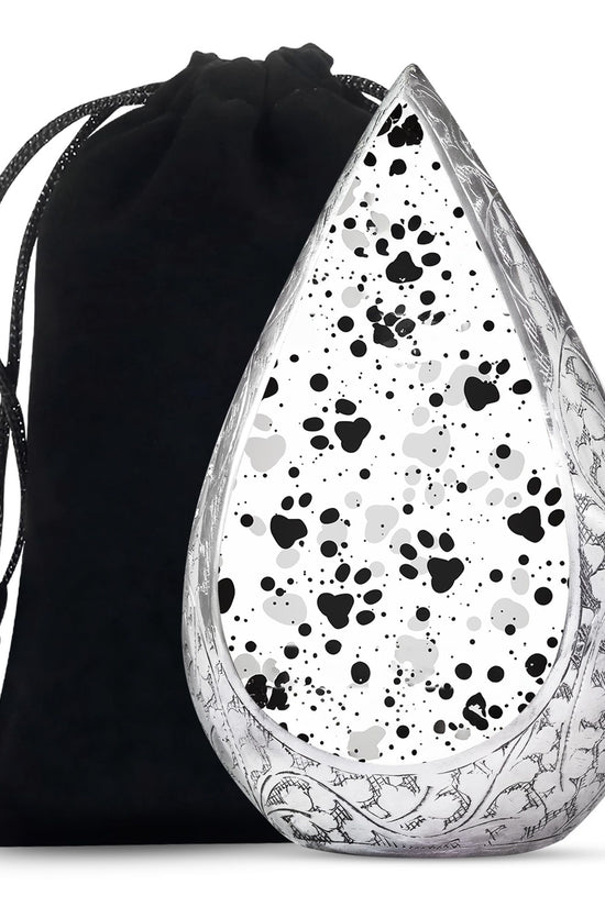 Black & White Paw Cremation Urn - Elegant Pet Funeral Urn For Adult Ashes
