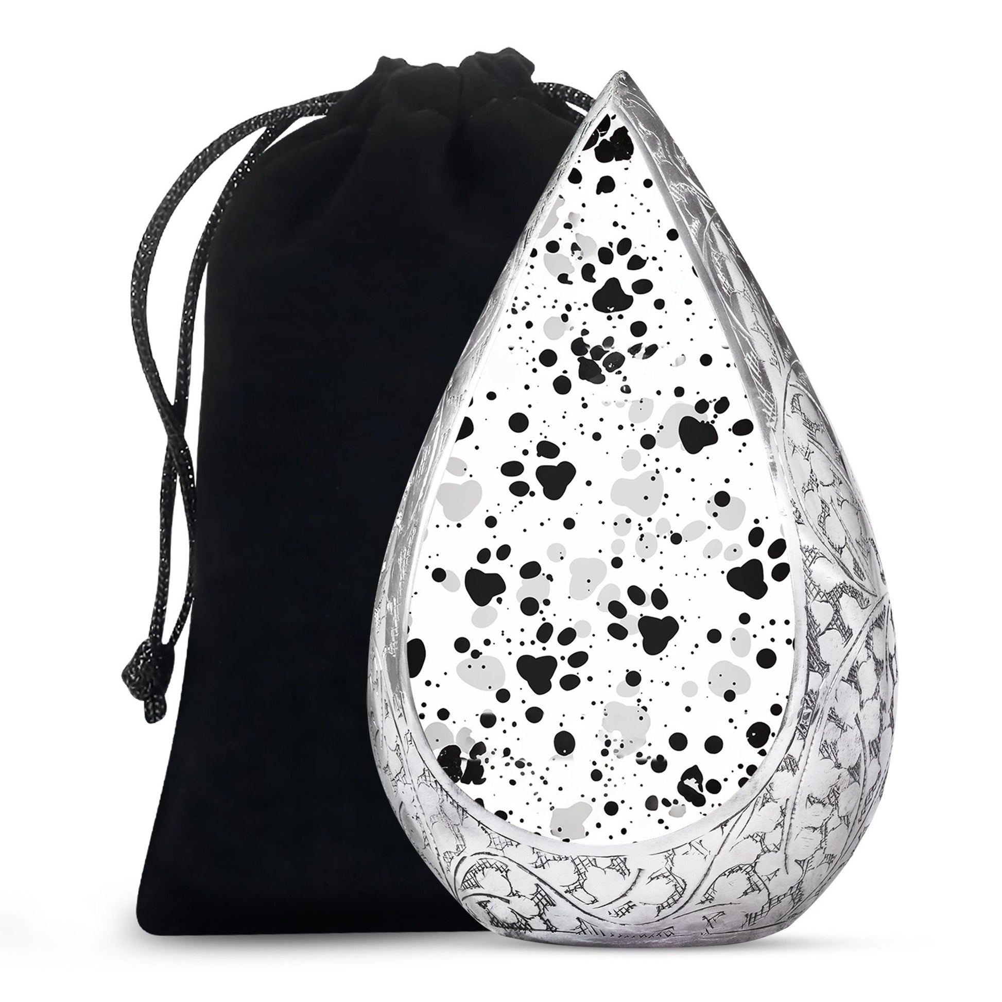 Black & White Paw Cremation Urn - Elegant Pet Funeral Urn For Adult Ashes