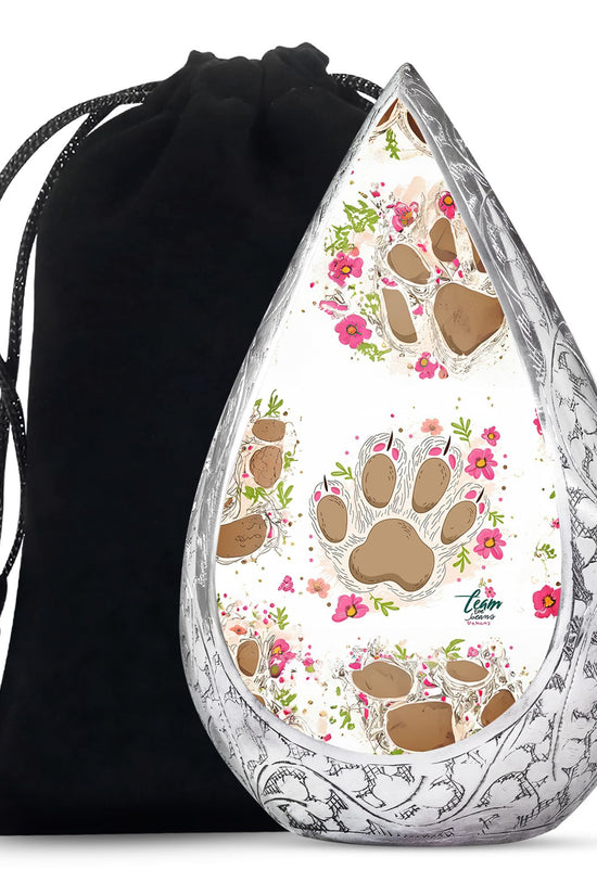 Pet Paw Theme Funeral Urn - Decorative Pet Memorial Urn For Ashes