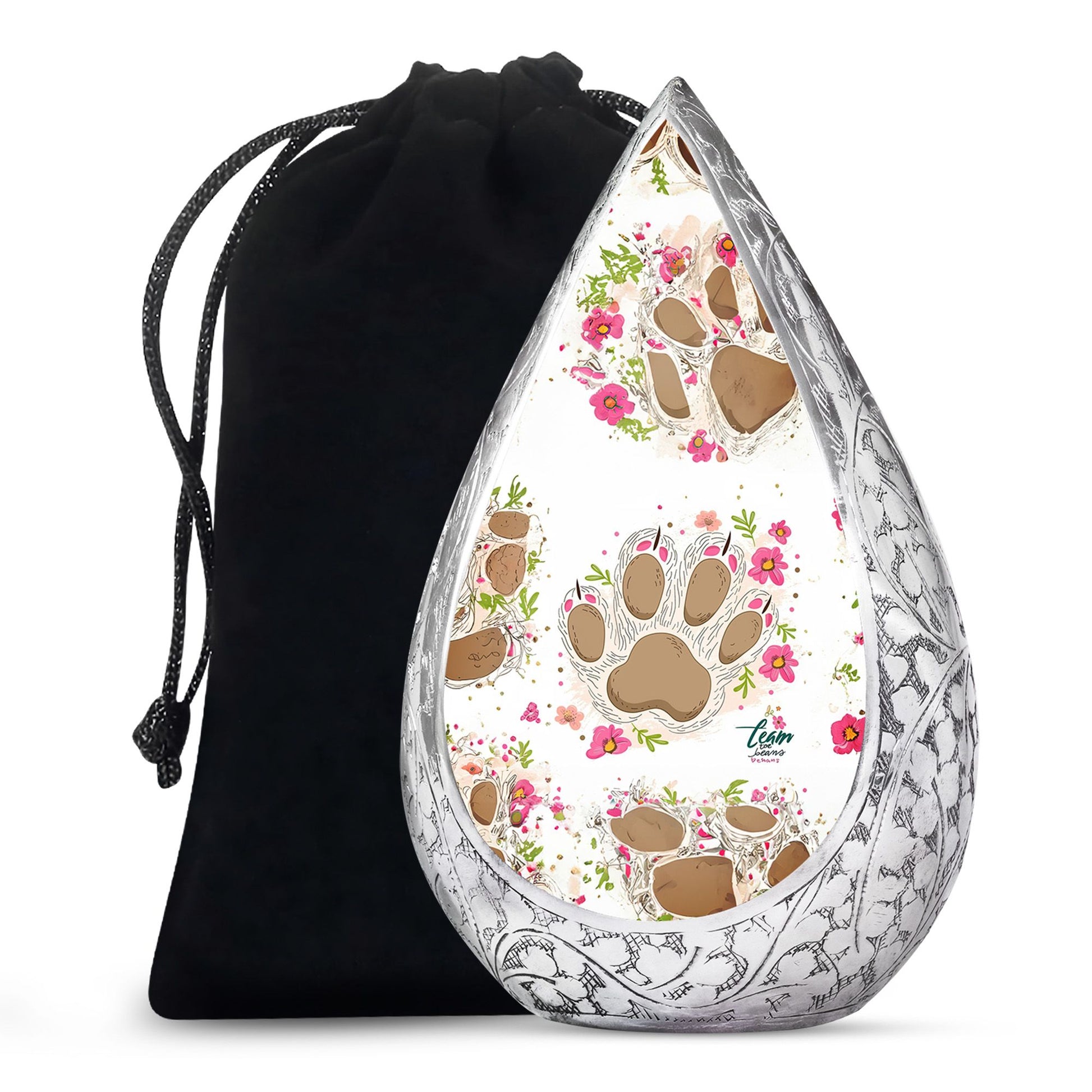 Pet Paw Theme Funeral Urn - Decorative Pet Memorial Urn For Ashes