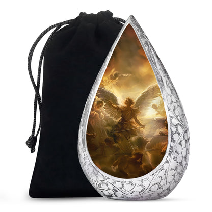 Golden Angel Cremation Urn - Aluminium Memorial Urn For Female