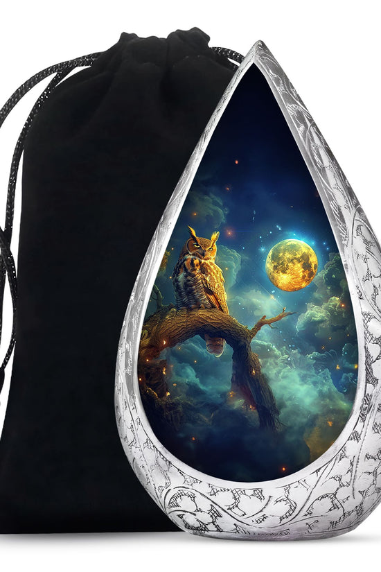 Moonlight Owl Cremation Urn – Celestial Memorial Urn For Human Ashes