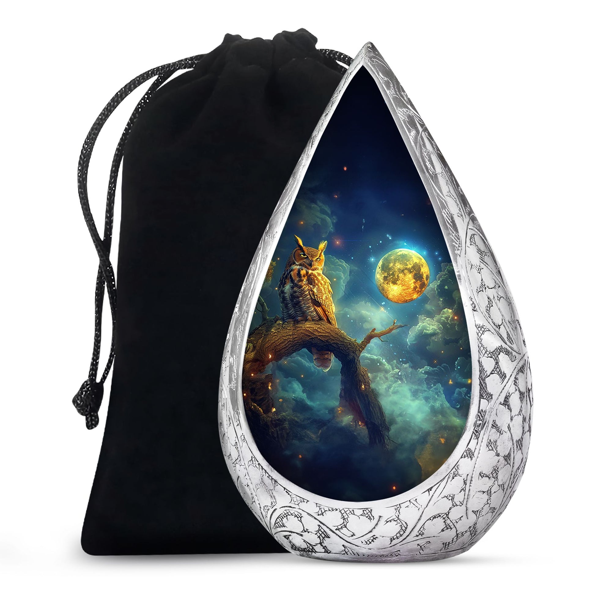 Moonlight Owl Cremation Urn – Celestial Memorial Urn For Human Ashes