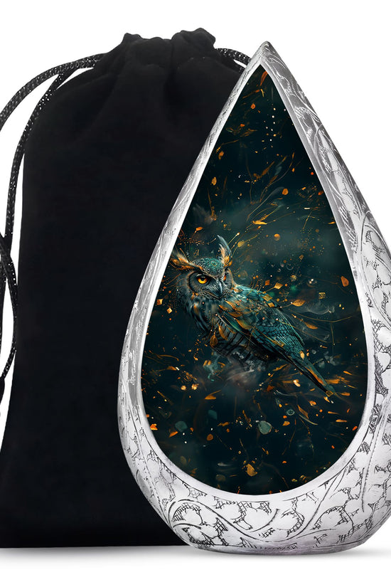 Fantasy Art Owl Memorial Urn - Elegant Cremation Urn For Ashes
