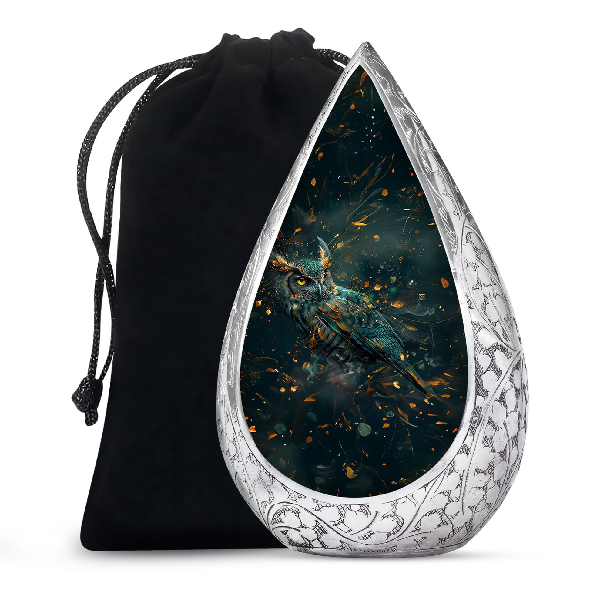 Fantasy Art Owl Memorial Urn - Elegant Cremation Urn For Ashes