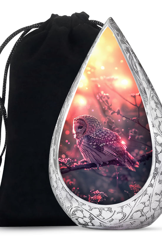 Pink Owl Cremation Urn - Beautiful Funeral Urn For Burial
