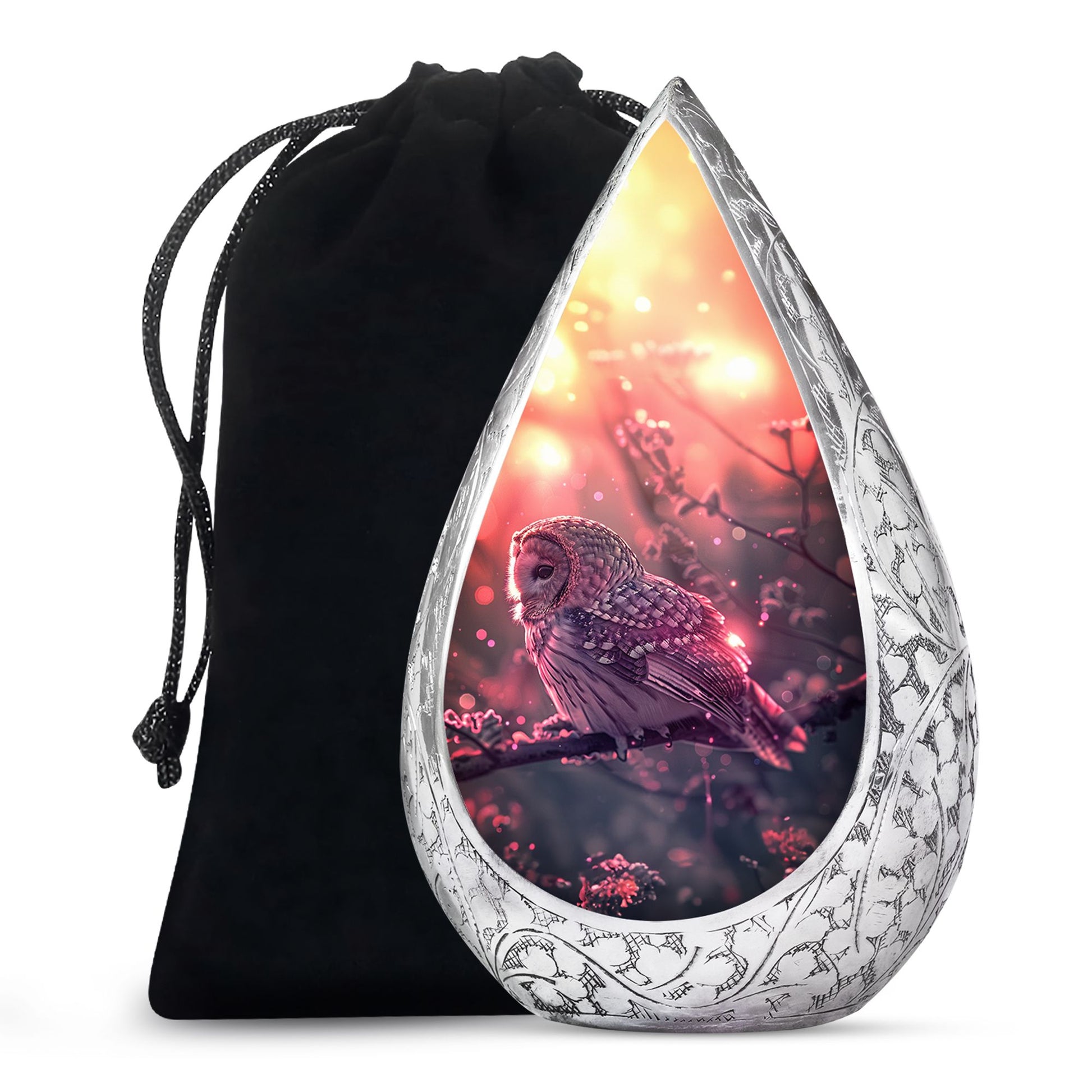Pink Owl Cremation Urn - Beautiful Funeral Urn For Burial
