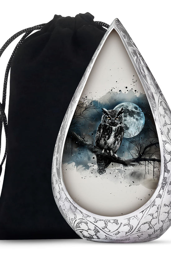 Moonlight Theme Funeral Urn - White colour Aluminium Memorial Urn For Ashes