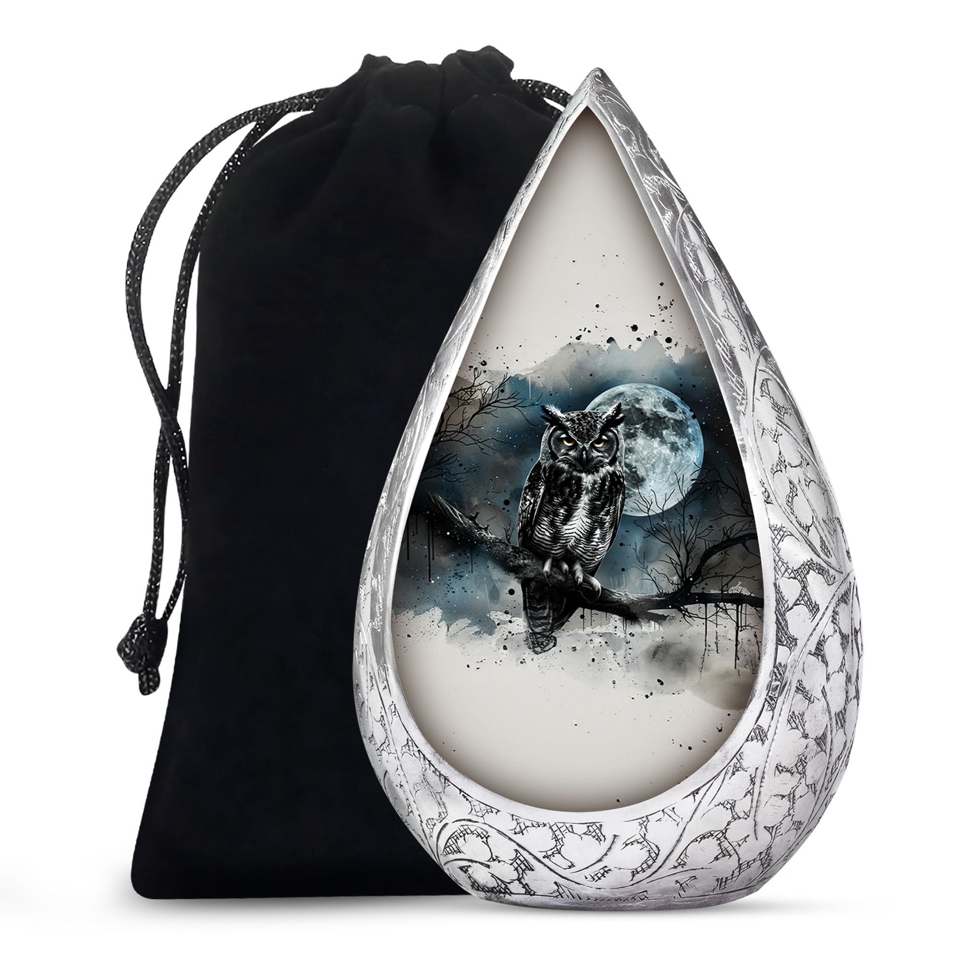 Moonlight Theme Funeral Urn - White colour Aluminium Memorial Urn For Ashes