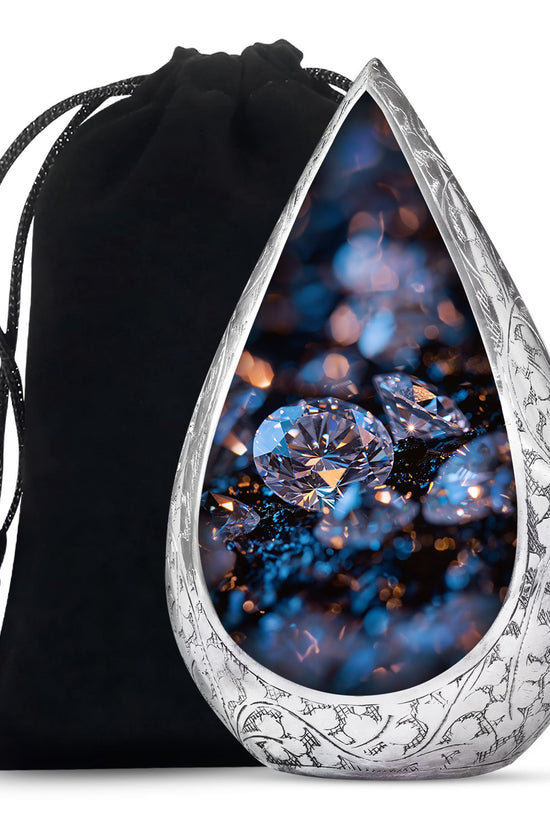 Diamond Memorial Urn For Ashes - Elegant Funeral Urn For Burial