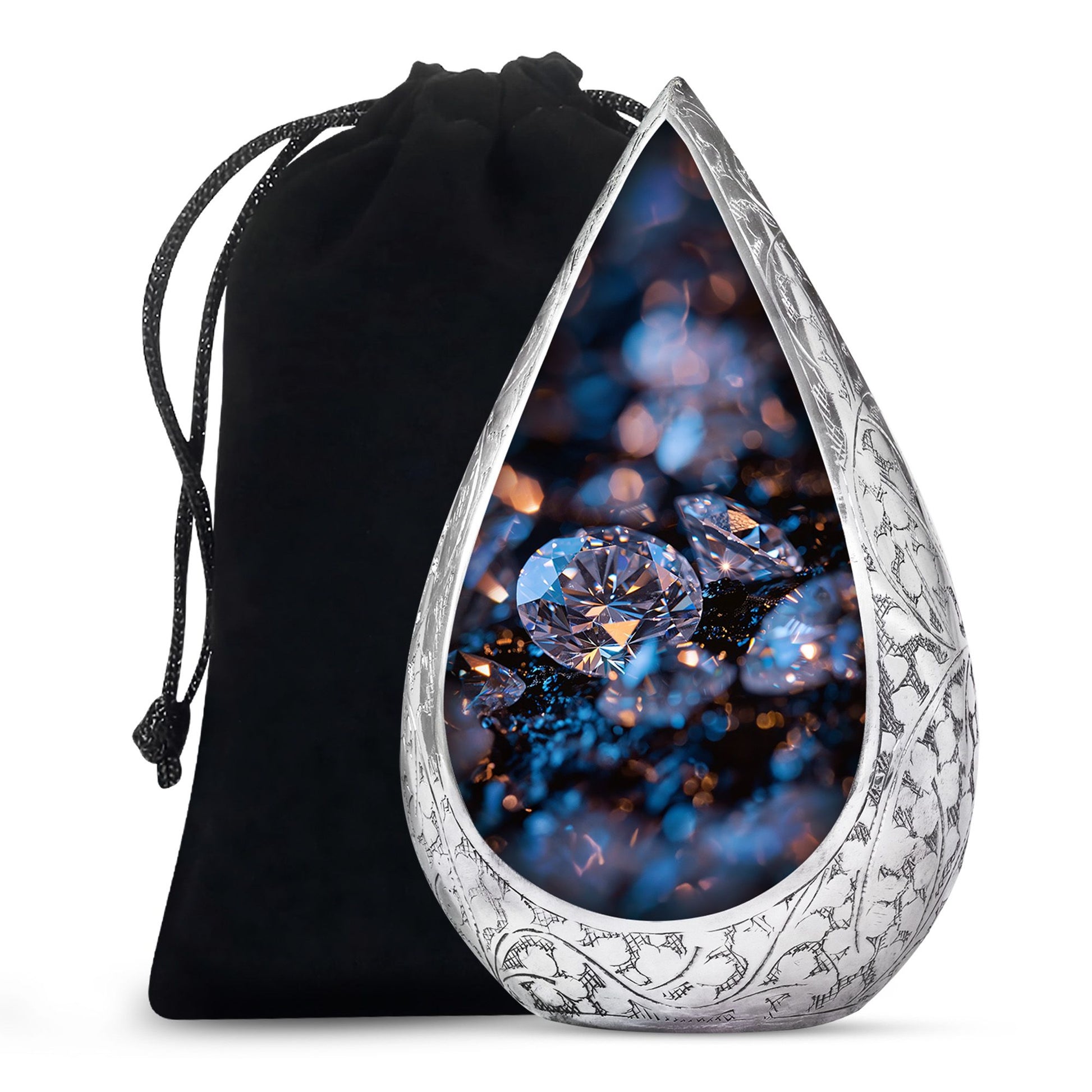 Diamond Memorial Urn For Ashes - Elegant Funeral Urn For Burial
