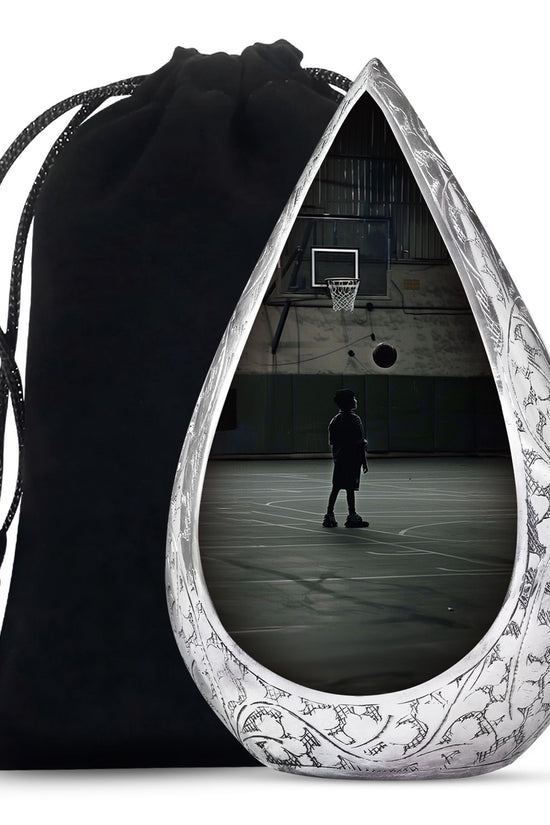 Basketball Player Funeral Urn - Black Aluminium Memorial Urn For Ashes